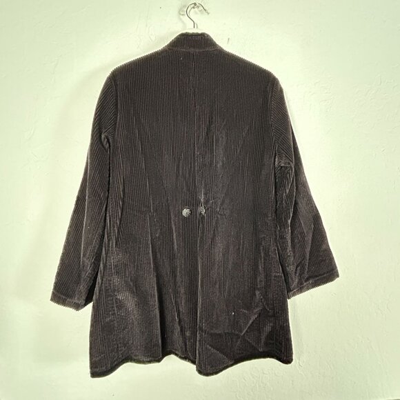 J.Jill Top Womens Medium Black Velour Corduroy Button Front Pockets Career Tunic - Picture 2 of 8